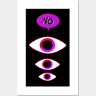 "NO" Eyes (Pink line art) Posters and Art